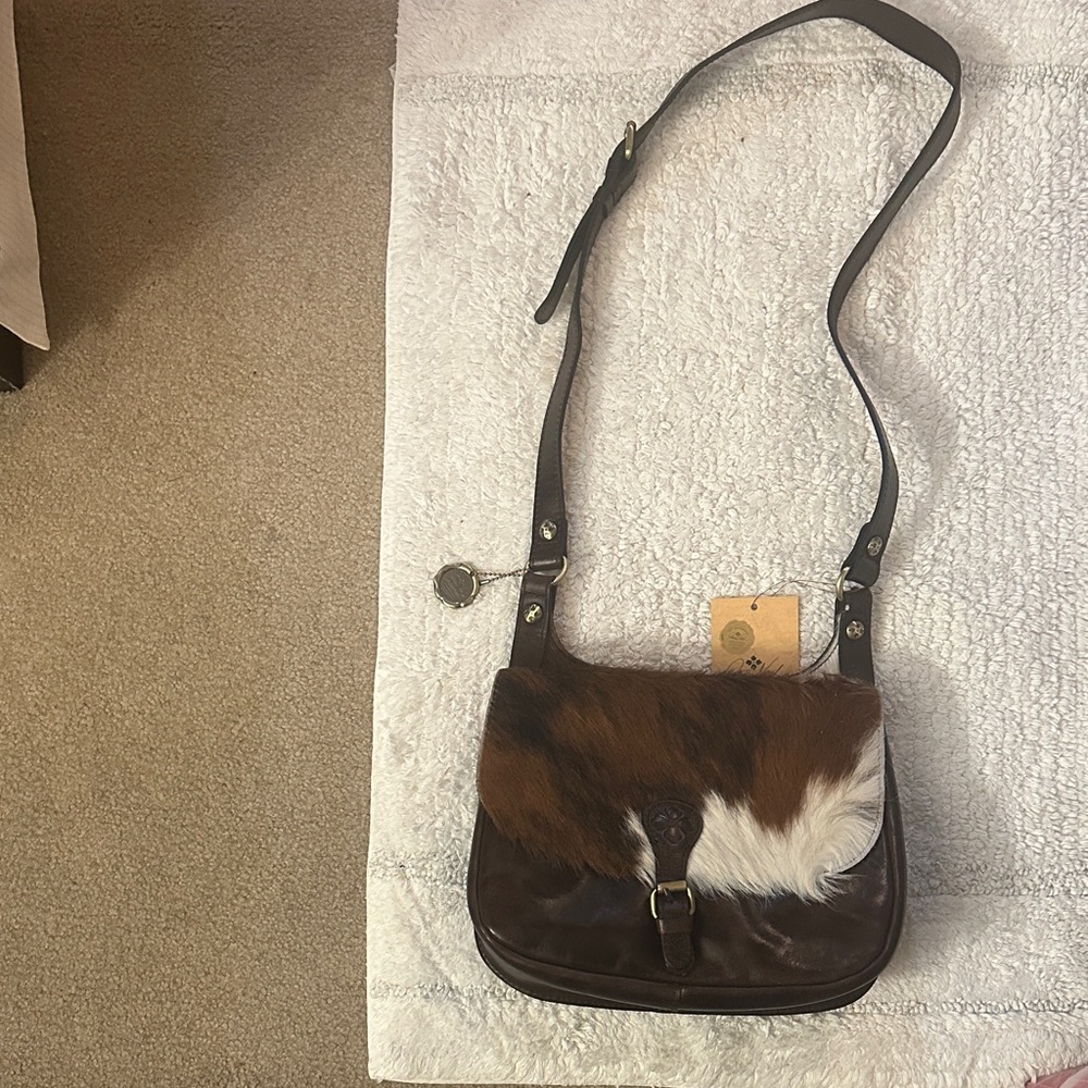 Patricia Nash Brown and White hair on cowhide Cavalino collection - Picture 1 of 4